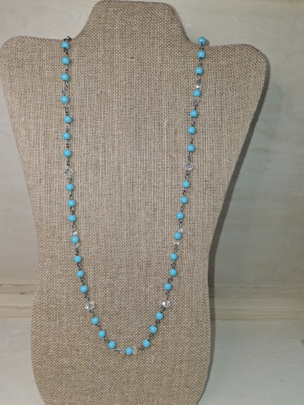 Turquoise Beaded Long Necklace - Unbranded
